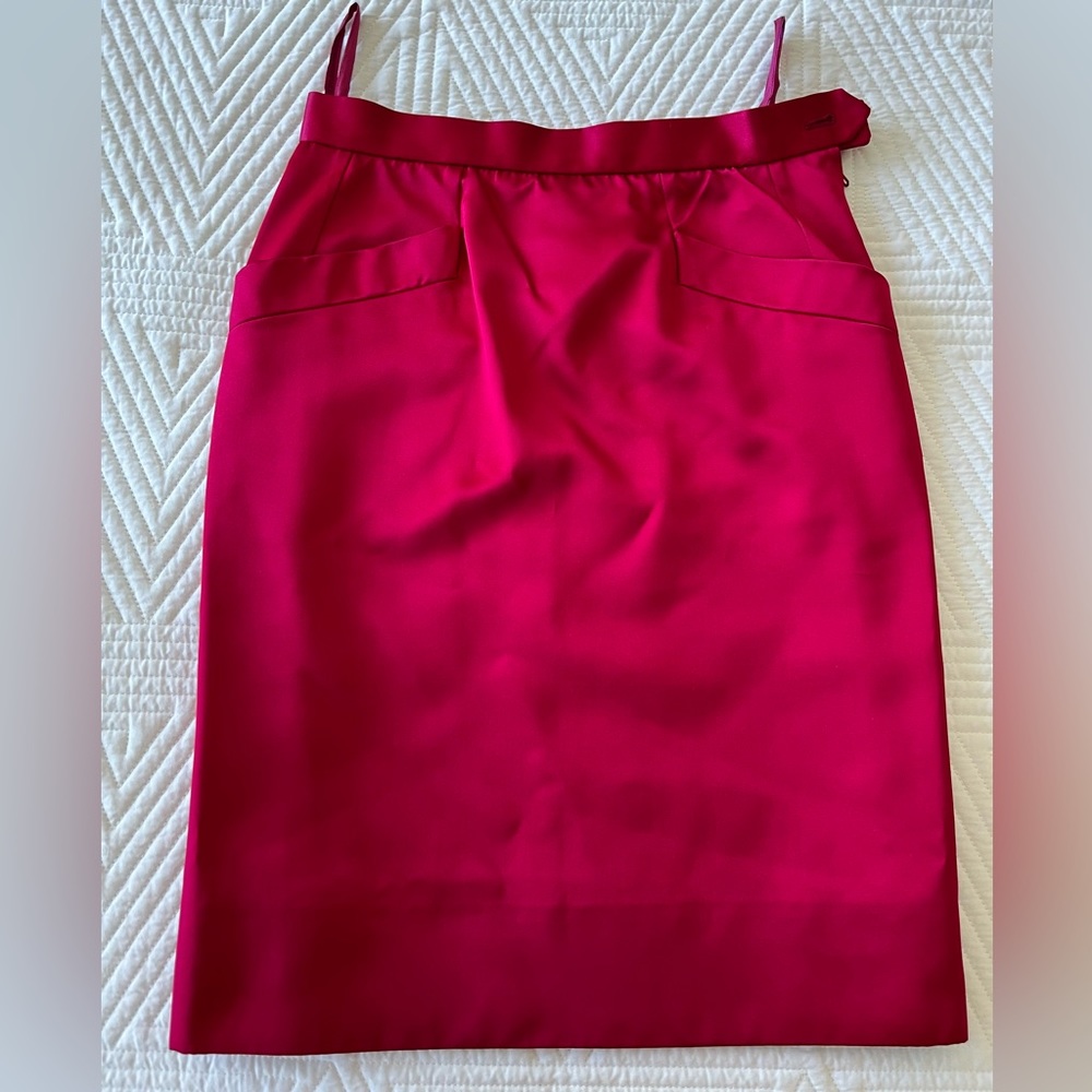 Saint Laurent vintage hot pink satin pencil skirt size 38 EU